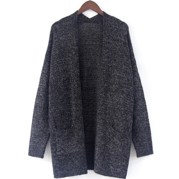 Black soft wool open duster cardigan - Picture 2 of 4